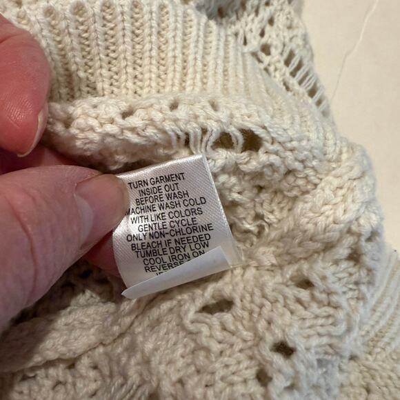 Freshman 1996 Crochet Knit Sweater M Coastal Grandma Boho Chic Cotton Blend - Picture 5 of 8